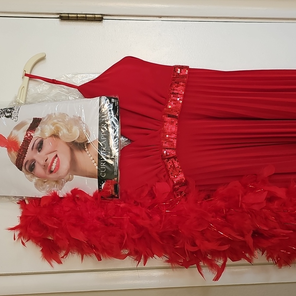 Red Marilyn Monroe style dress for Halloween & Accessories WIG BOA GLOVES